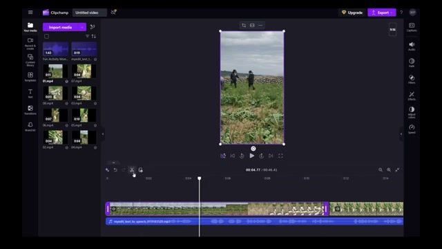 ClipChamp 剪辑分割工具操作界面